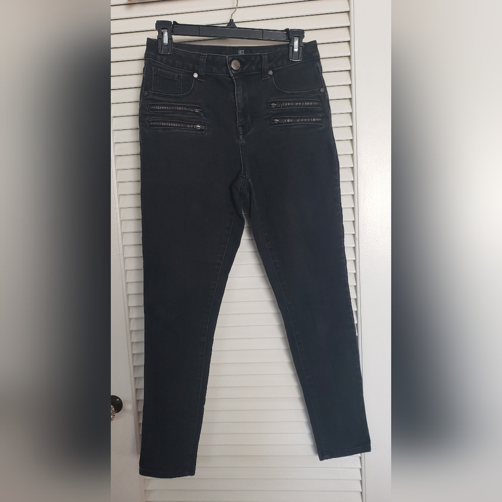 1822 Denim Women's Black Double Zippee Skinny Jeans Sz 6